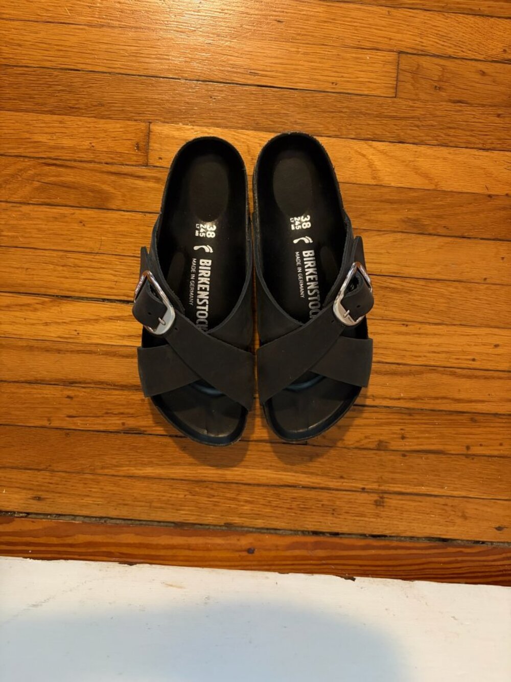 Birkenstock Siena Big Buckle Black Sandals size 38